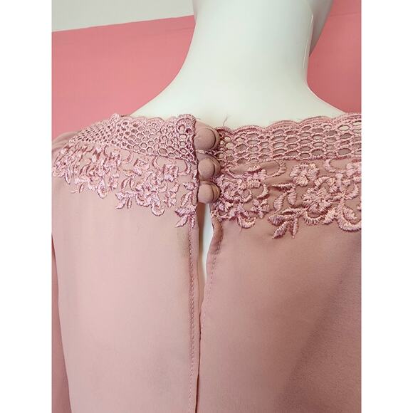 Size Small to XL | Vintage 1970's Dusty Rose 2 Piece Maxi Dress with Blouse - Picture 9 of 10